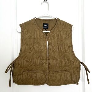 Zara Olive Green Quilted Vest
